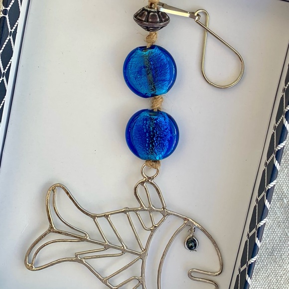 Fish Blue Glass Beaded Sun Catcher Ornament with Gift Box Handmade - Picture 4 of 9
